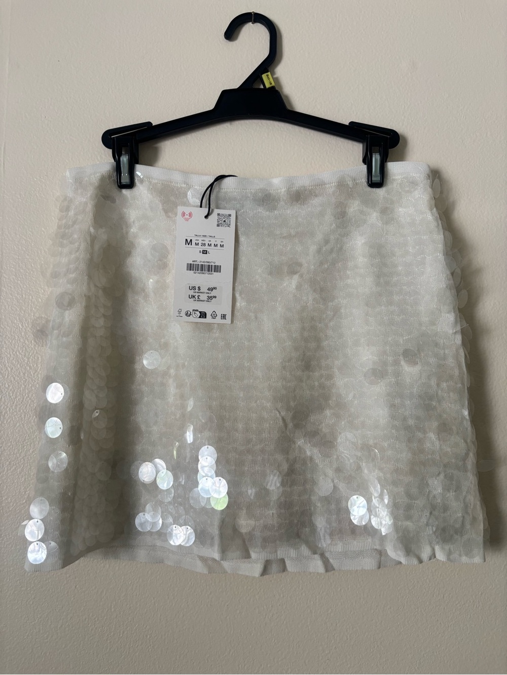 Zara white sequin midi skirt - Picture 1 of 3